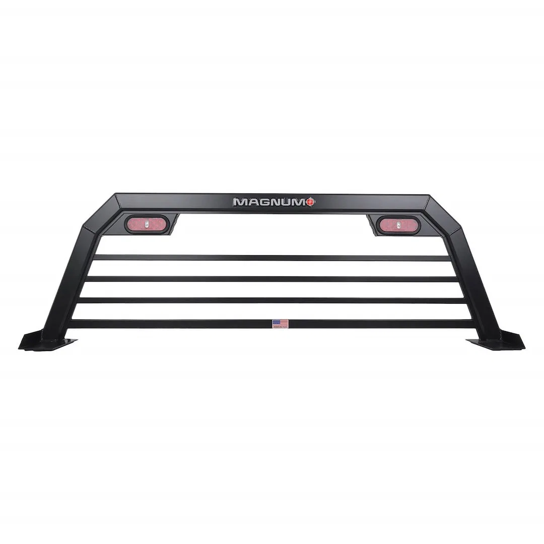 420SPBRE2NB – MAGNUM TRUCK Headache Rack, Louvered Lighted Powder Coated Matte Black Aluminum Can Be Used With Betwee...